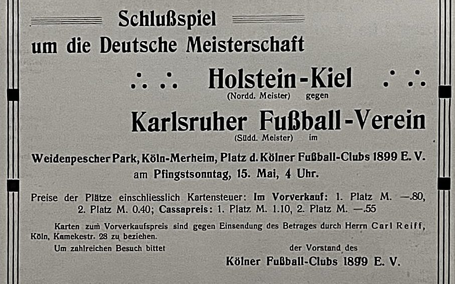Ankündigung des Endspiels von 1910 in Köln